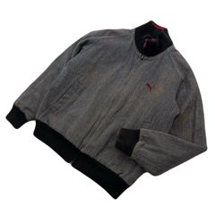 PUMA プーマ リバーシブル ブルゾン 中綿 ジャケット グレー レッド メンズ O スポーツ アメカジ ストリート タウンユース 古着■AK346