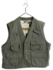 【お得なクーポン配布中!】 90s ウールリッチ フィッシング ベスト メンズ L 古着 オールド Woolrich フルジップ ハンティング  サファリ アウトドア コットン 重ね着