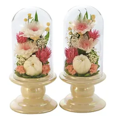 アートフォーシーズン△仏花 （白系ミニ輪菊glass 【一対デザインSET】ピンク プリザーブドフラワー 1