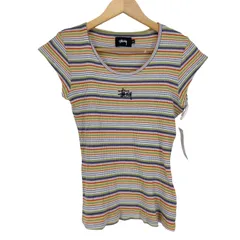 ステューシー Stussy ロゴ刺繍マルチカラーボーダートップス レディース JPN：M のサムネイル