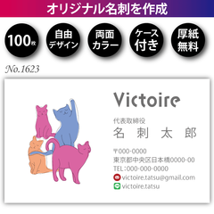 名刺作成 名刺印刷 100枚 両面 フルカラー 紙ケース付 No.1623