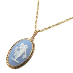 ウェッジウッド WEDGWOOD カメオネックレス ペンダント ゴールドカラー 水色 ライトブルー /GV