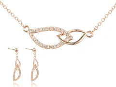 ネックレス ピアス セット レディース ダブルフープ オーバル ペンダント チェーン ピンクゴールド ジュエリー アクセサリー