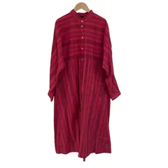 美品 ヤッコマリカルド シャツワンピース ちび襟 ロングワンピース ゆったり 美品 ヤッコマリカルド 綿100シャツワンピース ちび襟 ロング