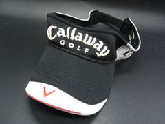 ■美品■ Callaway キャロウェイ キャンバス サンバイザー 帽子 ゴルフ用品 ブラック系×ホワイト系 DE2722