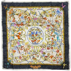 Hermes Carr90 花柄シルクスカーフ 東洋の石と西洋の石細工 HERMES エルメス カレ90 PIERRES d' ORIENT et OCCIDENT 東洋の