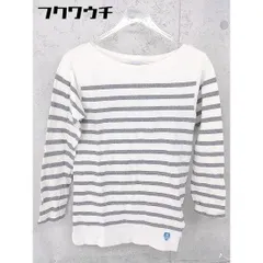 ◇ ORCIVAL オーシバル フランス製 ボーダー 八分袖 Tシャツ カットソー サイズ14A ホワイト グレー レディース 【中古】 【1104150002170】