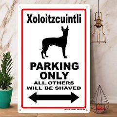 雑貨【Xoloitzcuintli/ショロイツクインツレ】 Parking / パーキング / Dog / 犬 / 警告 / ヤードサイン / メタルプレート / ブリキ看板 / メタルポスター / -219のサムネイル