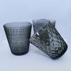 グラス カップ ジュースグラス バーグラス ホテル カップ カラフル ガラス エンボス加工 果汁カップ 厚手 直送