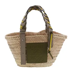 LOEWE ロエベ 超美品 かごバッグ スモール ナチュラル/グリーン SS24 ロエベ 小さなナチュラル/グリーンラフィアバスケット