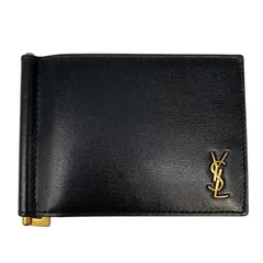 ♪12166　SAINT LAURENT サンローラン 二つ折り財布 マネークリップ付き 607738 ブラック ゴールド金具のサムネイル