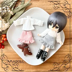 オビツ11 靴 服 セット 女の子 コーデ スカート ねんどろいどどーる 通販 素体 ボディ ウィッグ ピコドー 1/12 サイズ ドール 衣装 洋服 着せ替え スケール カスタム デートコーデ ブラウス ブーツ ピンク ブラック ホワイト 互換性 互換 P4