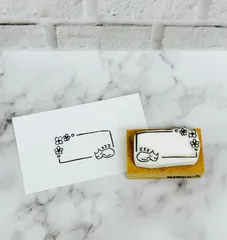 【再販⚘⡱】眠り猫とお花の枠はんこ　消しゴムはんこ