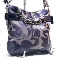 COACH コーチ オプティックメタリックシグネチャー ネイビー ショルダーバッグ