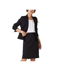 ブラック無地_7 号 [ニッセン オフィススーツ スカートスーツ 上下 セットアップ 洗える オールシーズン 定番 (ひざ上丈 50cm) レディース 黒無地 7号