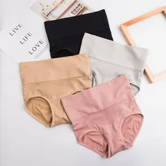 レディース深ばき純綿美形ショーツお腹まで包む 下着【4枚セット】