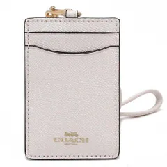 ≪訳アリ≫コーチ カードケース COACH アウトレット クロスグレイン レザー ランヤード ID ケース 正面にペン跡若干有り