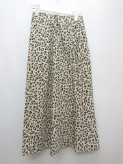 ◇ ADAM ET ROPE' 豹柄 レオパード ウエストゴム ロング フレア スカート サイズF ベージュ系 ブラック レディース P  【1308240018120】
