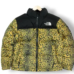 【L】新品 THE NORTH FACE ノースフェイス 保温 ロゴ刺繍 ヒョウ柄 NOVELTY NUPTSE DOWN JACKET ノベルティ ヌプシ ダウンジャケット ゴールド アウトドア