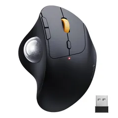 【数量限定】トラックボール 静音 親指 マウス Type-C充電式 無線 大容量バッテリー内蔵 3台同時接続 5段階DPI調節可能 進む/戻るボタン搭載 Bluetooth/2.4GHz両対応 Windows/Mac/iOS/Android対応(ブラック+シル