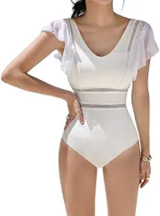 ISLAYCAOLILA ビキニ セット 水着 ホルターネック ハイウエスト スイムドレス ラウンド セパレート パッド入り ワイヤーあり レディース ホワイト( ホワイト,  XL)