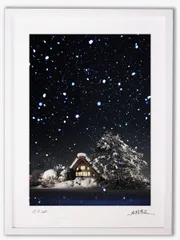 アートフォト 絵画 壁掛け 世界遺産白川郷・和田家と雪降り/岐阜県白川郷/インテリア 壁掛け 額入り 額装込 風景画 油絵 ポスター アート アートパネル リビング 玄関 プレゼント モダン アートフレーム おしゃれ 飾る Mサイズ