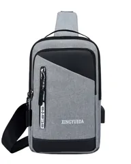 [FairyPomu] ショルダーバッグ ボディバッグ ワンショルダーバッグ 肩掛けバッグ メッセンジャーバッグ USBポート 軽量 実用的 カジュアル メンズ レディース (ライトグレー) [ライトグレー]