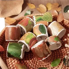 4個セット　葉っぱ　マスキングテープ　ロールマスキングテープ　はっぱシール　マステ　コラージュ　ラッピング　デコレーション　シール①