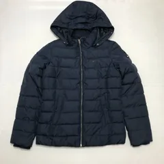 HILFIGER DENIM ヒルフィガーデニム ナイロンキルティング 中綿 ジャケット フード取り外し可 メンズM  CHINA製 ネイビー/ブラック