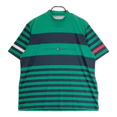 サイズ：XL TOMMY HILFIGER GOLF トミー ヒルフィガーゴルフ  モックネック 半袖Tシャツ ボーダー柄 グリーン系 [240101532884] ゴルフウェア メンズ ストスト