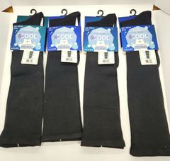 ハイソックス 4点セット 接触冷感 CoolingFider 22cm-25cm 楽COOL らくーる TroisEpri 着圧 黒 ブラック 靴下 BLACK ポリエステル ナイロン レーヨン ポリウレタン ソックス