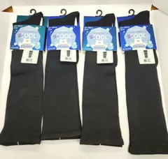ハイソックス 4点セット 接触冷感 CoolingFider 22cm-25cm 楽COOL らくーる TroisEpri 着圧 黒 ブラック 靴下 BLACK ポリエステル ナイロン レーヨン ポリウレタン ソックス