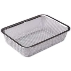 【人気商品】角型 (1/4サイズ) 18-8ステンレススチール 水切り 深型 湯切り 米研ぎ ザル 水戻し 砂抜き 油切り 【日本製】 (お料理はかどる脚付き角ザル) 大手飲食店愛用ブランド アーネスト A-77526 燕三条
