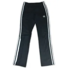 古着 adidas アディダス トラックパンツ ジャージ トレフォイルロゴ 3ライン ブラック S 90サイズ 255-28
