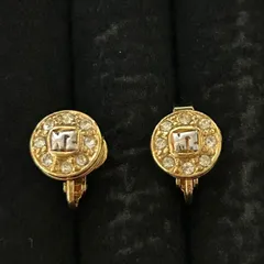 【良品】ニナリッチ NRロゴ イヤリング ゴールドカラー ラインストーン 円形 ヴィンテージ　0930003