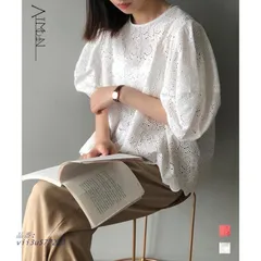 レースブラウス レディース パフスリーブ 。可   vii3u577223