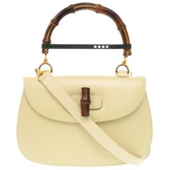 美品 グッチ 2WAY バンブー 000 1364 0633 レザー ホワイト ハンドバッグ 白 0703 GUCCI