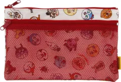 日本製　それいけ!アンパンマン　伊藤産業 アンパンマンダブルファスナーポーチ・オールスター総柄 赤 ANC-1300　母子手帳　保険証　カードケース