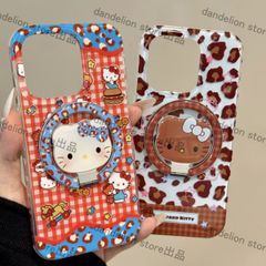 スマホケース　キティちゃん　MagSafe対応　スマホスタンド付き　360°回転スタンド　耐衝撃性　iPhone対応　アイフォンケース　iPhone16pro/16promax/15/14/13　可愛いケース　海外限定　新品未使用　2カラー選択可能