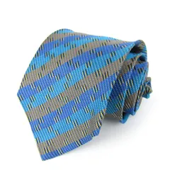 ミッソーニ ブランドネクタイ 総柄 ストライプ柄 シルク イタリア製 メンズ ブルー Missoni 【中古】