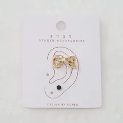 チェーン風イヤーカフ×ラインストーンピアスセット / イヤーカフス / シンプル