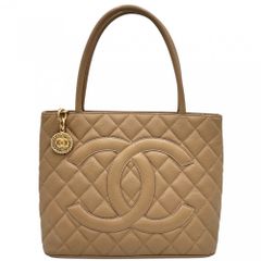 シャネル ハンドバッグ レディース マトラッセ 復刻トート ココマーク CHANEL キャビアスキン ベージュ ゴールド金具【中古品】