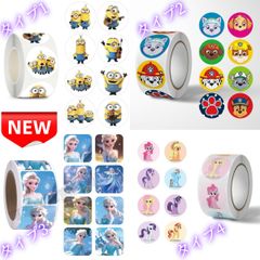 ✨新品✨人気キャラクターシール3巻セット選べる パウパトロール ミニオン アナ雪 マイリトルポニー ステッカー 丸型 直径3cm 500枚入り 子供 誕生日 プレゼント クラフト ラッピング 文具