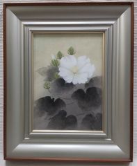 日本画家  宮本風貴　『爽』(芙蓉)　真作