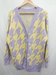 ◇ w closet ダブルクローゼット 長袖 ニット カーディガン サイズF パープル イエロー系 レディース P  【1407260037958】