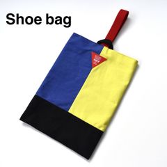 帆布　シューズバッグ　ブルー×イエロー