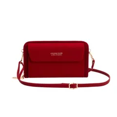 [ReiLuana] 財布 レディース 斜めがけ バッグ ショルダー 多機能 スマホ ポシェット 長財布 カードケース 携帯 ポーチ 軽量 (レッド) [レッド]