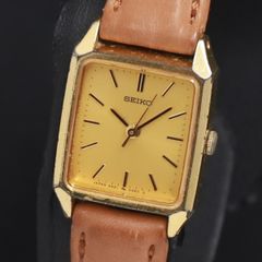 稼働 SEIKO セイコー クォーツ レディース腕時計 ゴールド スクエア 3