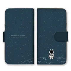 iPhone 16 Pro ケース 手帳型 アイフォン16プロ スマホケース 携帯ケース 韓国 宇宙飛行士 宇宙 かわいい うさぎ 猫 動物 月 ネイビー 白 ネイビー ホワイト  スマホカバー カラー05