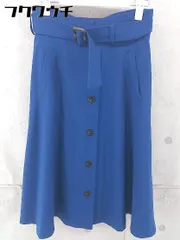 ◇ ◎ NATURAL BEAUTY BASIC ウエストベルト付き 膝下丈 フレア スカート サイズM ブルー レディース 【中古】 【1104070008467】